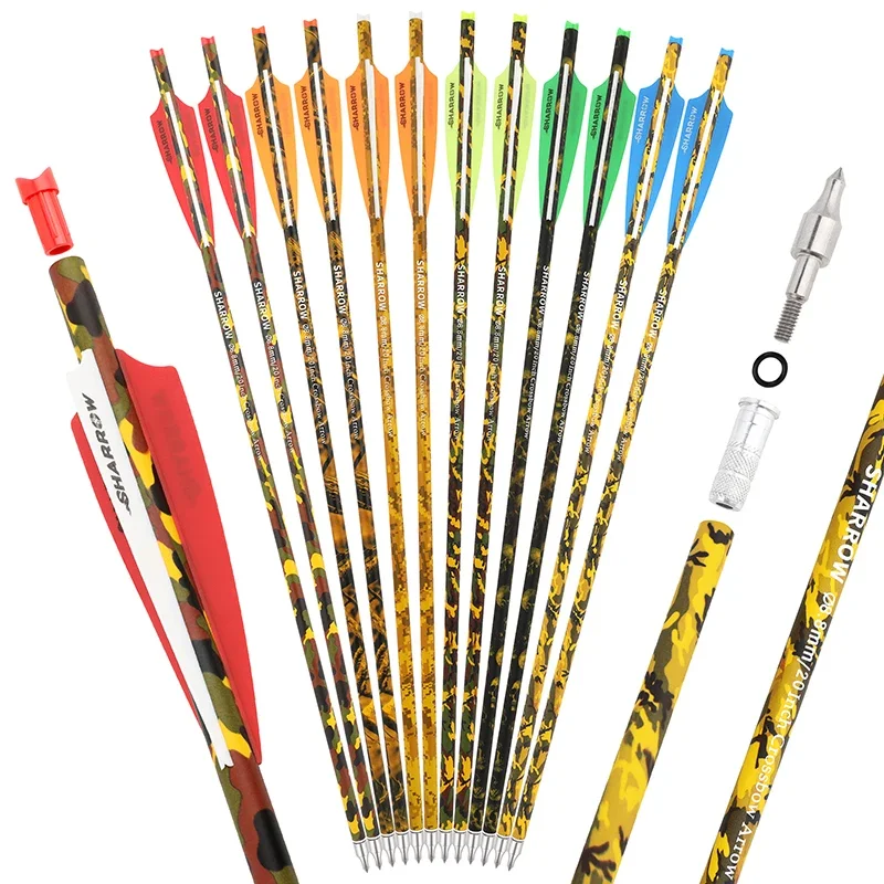 12pcs 16/17/18/20/22inch Archery Arrows Bolts Mix Carbon Arrow 125gr Arrowhead 